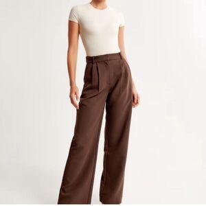 Abercrombie Brown Tailored Wide Leg Pants